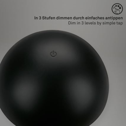 Briloner - Dimmbare, wiederaufladbare Touch-Außen-Tischlampe LED/2,6W/5V 3000K IP44 2000 mAh schwarz