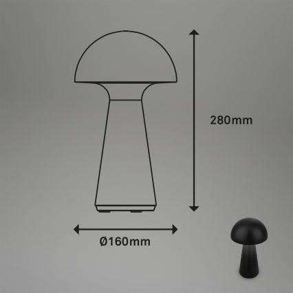Briloner - Dimmbare, wiederaufladbare Touch-Außen-Tischlampe LED/2,6W/5V 3000K IP44 2000 mAh schwarz