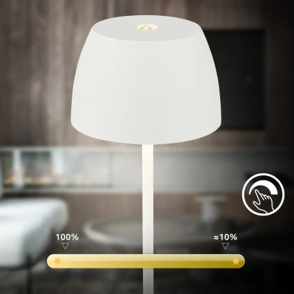 Briloner  - MINI LED-Tischlampe für den Außenbereich, dimmbar, wiederaufladbar, mit Touch-Bedienung, LED/2,5W/5V IP44 1800 mAh, weiß