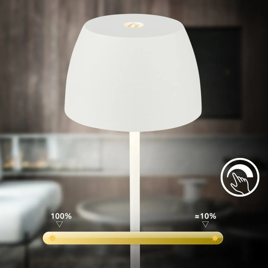 Briloner  - MINI LED-Tischlampe für den Außenbereich, dimmbar, wiederaufladbar, mit Touch-Bedienung, LED/2,5W/5V IP44 1800 mAh, weiß