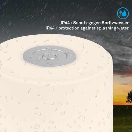 Briloner - LED, dimmbar, wiederaufladbar, Touch-Außen-Tischleuchte LED/2W/5V 2700K IP44 1200 mAh mattchrom