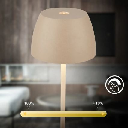 Briloner - LED-dimmbar, wiederaufladbar, Touch-Außen-Tischleuchte MINI LED/2,5W/5V IP44 1800 mAh beige