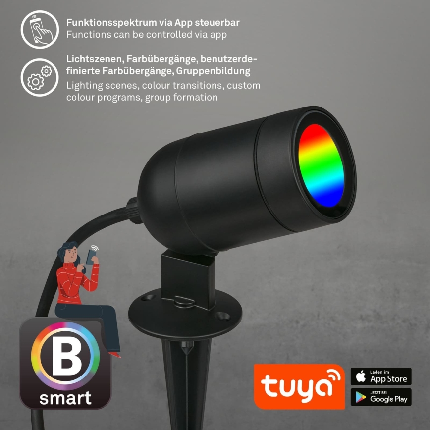 Briloner - LED RGBW dimmbare Außenleuchte LED/4,4W/230V 2700/4000/6500K IP44 Wi-Fi Tuya