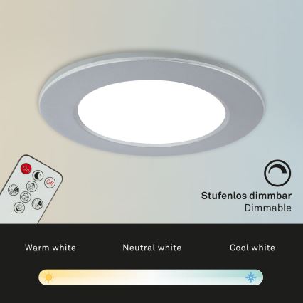 Briloner - SET 3x Dimmbare LED-Badezimmer-Einbauleuchte LED/4,8W/230V 3000-6500K IP44 + Fernbedienung