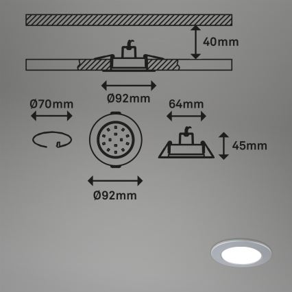 Briloner - SET 3x Dimmbare LED-Badezimmer-Einbauleuchte LED/4,8W/230V 3000-6500K IP44 + Fernbedienung