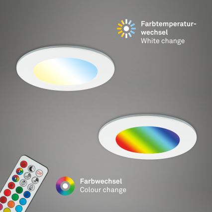 Briloner - SET 3x RGBW Dimmbare LED-Badezimmer-Einbauleuchte LED/4,8W/230V 3000-6500K IP65 + Fernbedienung