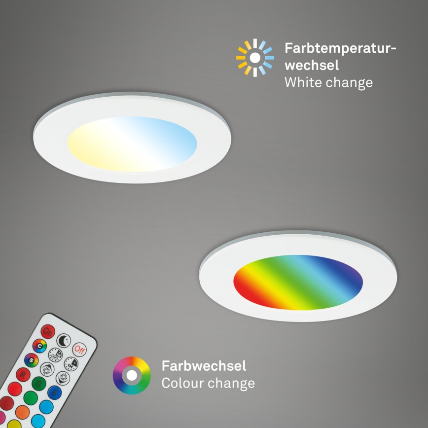Briloner - SET 3x RGBW Dimmbare LED-Badezimmer-Einbauleuchte LED/4,8W/230V 3000-6500K IP65 + Fernbedienung