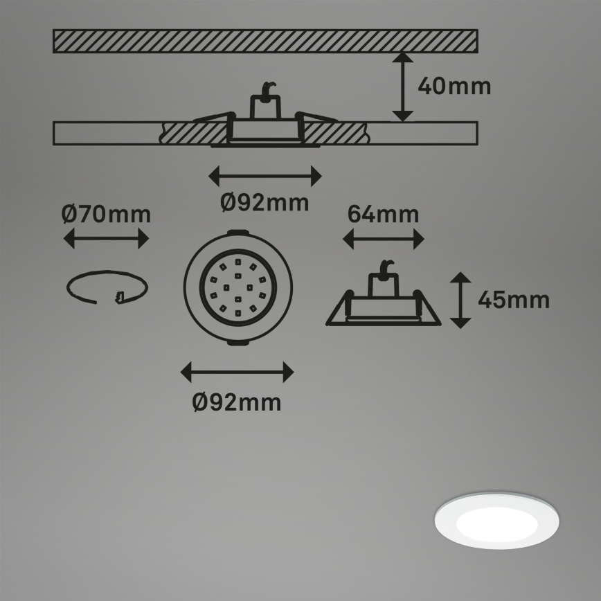 Briloner - SET 3x RGBW Dimmbare LED-Badezimmer-Einbauleuchte LED/4,8W/230V 3000-6500K IP65 + Fernbedienung