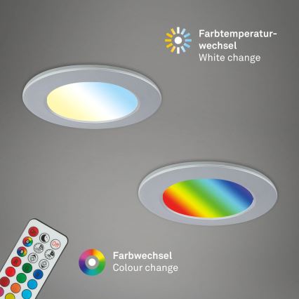 Briloner - SET 3x LED RGBW Dimmbare, abgehängte Badezimmer-Deckenleuchte LED/4,8W/230V 3000-6500K IP65 + Fernbedienung