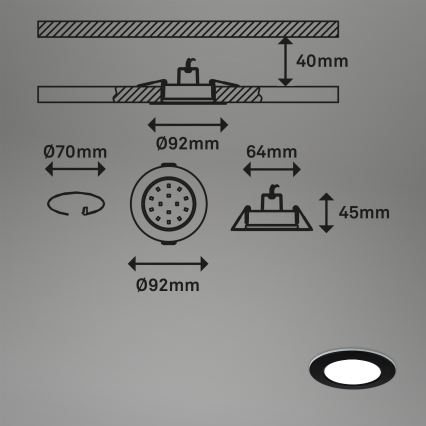 Briloner - SET 3x LED RGBW Dimmbare, abgehängte Badezimmer-Deckenleuchte LED/4,8W/230V 3000-6500K IP65 + Fernbedienung