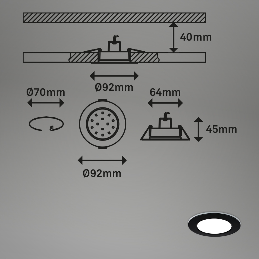 Briloner - SET 3x LED RGBW Dimmbare, abgehängte Badezimmer-Deckenleuchte LED/4,8W/230V 3000-6500K IP65 + Fernbedienung