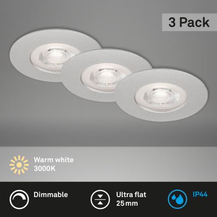 Briloner - SET 3x Dimmbare LED-Leuchte für das Badezimmer LED/4,9W/230V IP44