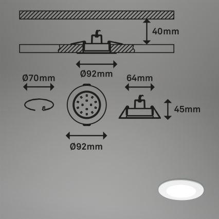 Briloner - SET 3x Dimmbare LED-Badezimmer-Einbauleuchte LED/4,8W/230V 3000-6500K IP44 + Fernbedienung