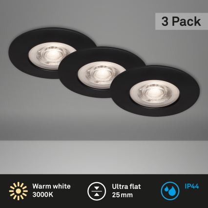 Briloner - SET 3x LED-Deckenleuchte für das Badezimmer LED/4,9W/230V IP44 schwarz