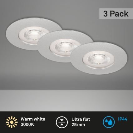 Briloner- SET 3x LED-Deckenleuchte für das Badezimmer LED/4,9W/230V IP44 silbern