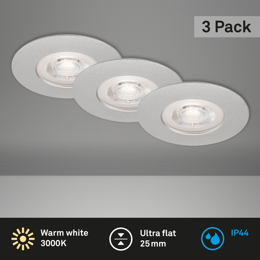 Briloner- SET 3x LED-Deckenleuchte für das Badezimmer LED/4,9W/230V IP44 silbern
