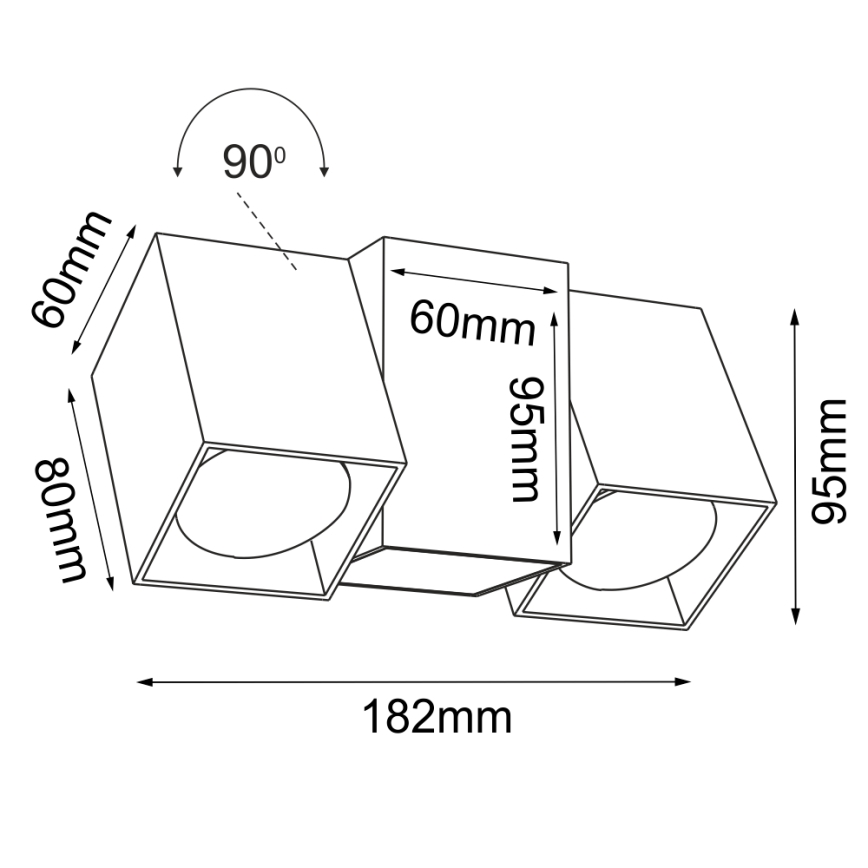 Brosline - Wandspot 2xGU10/10W/230V schwarz