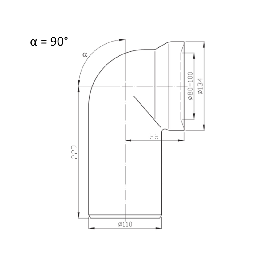 Bruckner - 90°-Toilettenschüssel-Anschluss 11 cm weiß