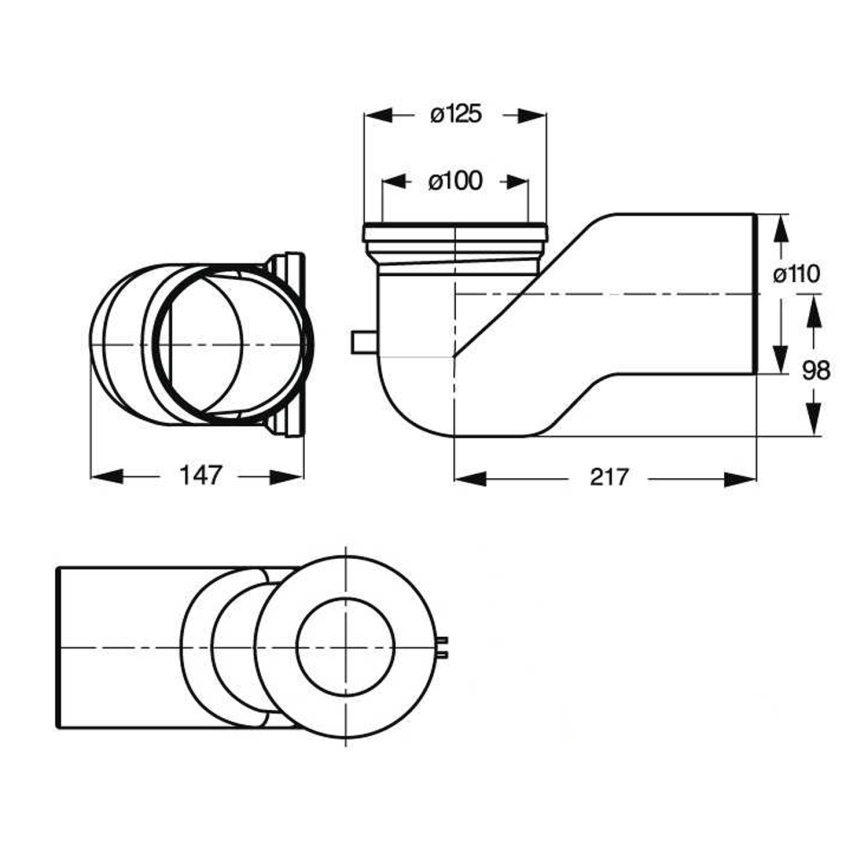 Bruckner - 90°-Toilettenschüssel-Anschluss Offset 11 cm weiß