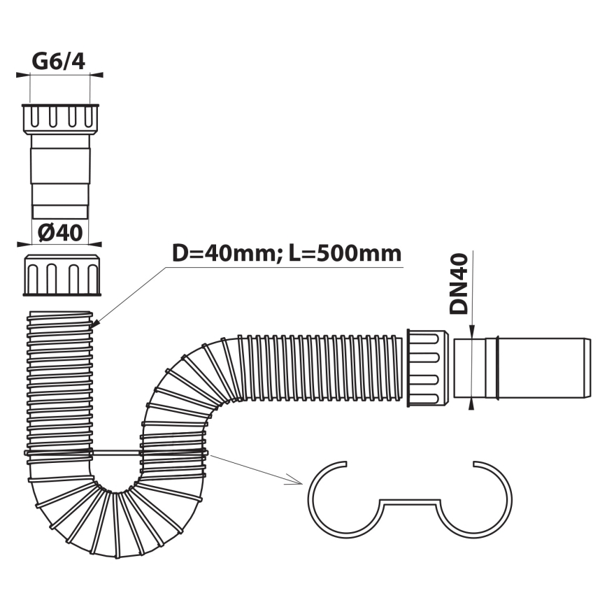 Bruckner - Flexibler Siphon DN40 weiß