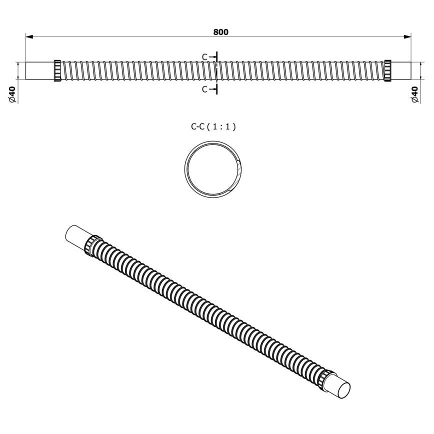 Bruckner - Flexibles Verbindungsrohr 80 cm weiß