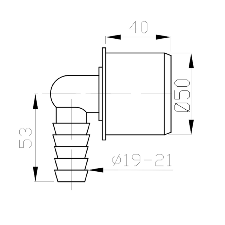 Bruckner - Schlauchanschluss Ende Ecke DN50 19-21 mm grau
