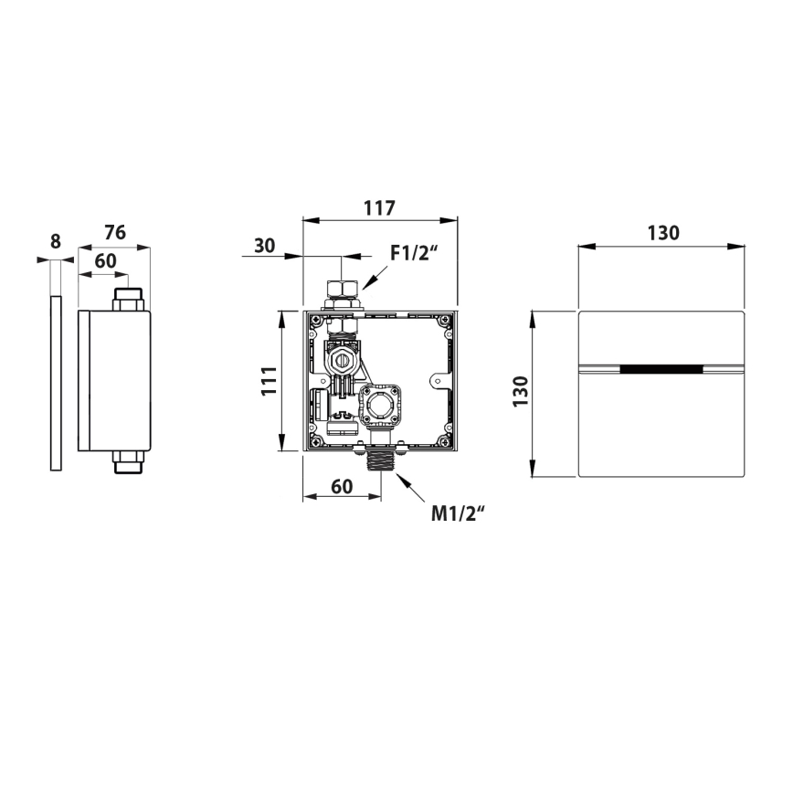 Bruckner - Sensor-Urinalspülung 6V DC/4xAA Edelstahl
