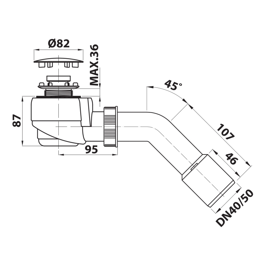 Bruckner - Siphon für Duschwanne DN40/50 weiß/poliert Edelstahl