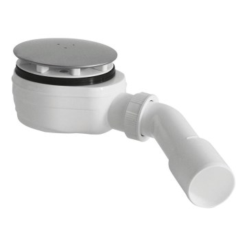 Bruckner - Siphon für Duschwanne niedrig DN40/50 weiß/poliert Edelstahl