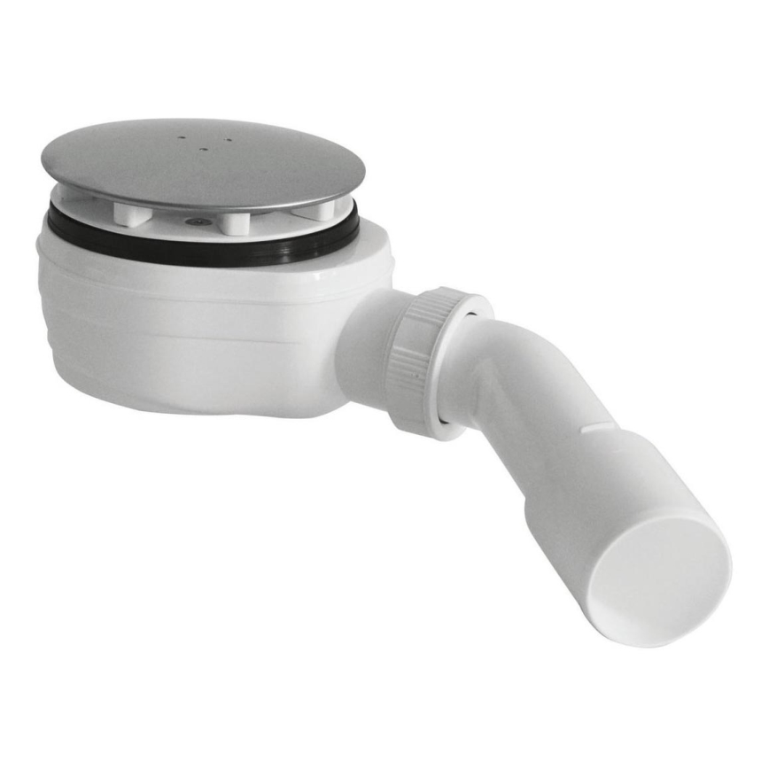 Bruckner - Siphon für Duschwanne niedrig DN40/50 weiß/poliert Edelstahl
