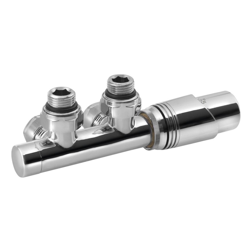 Bruckner - Thermostatisches Verbindungsset für Mittelanschluss WICHER glänzendes Chrom