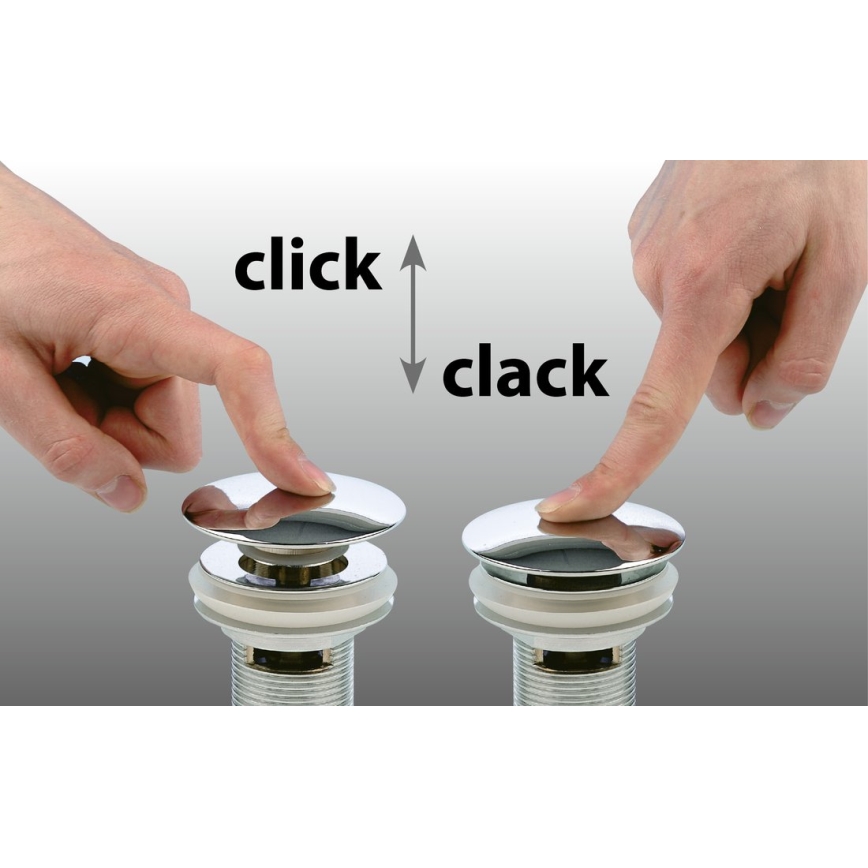 Bruckner - Waschbeckenablauf ohne Überlauf CLICK-CLACK d 6,4 cm glänzendes Chrom