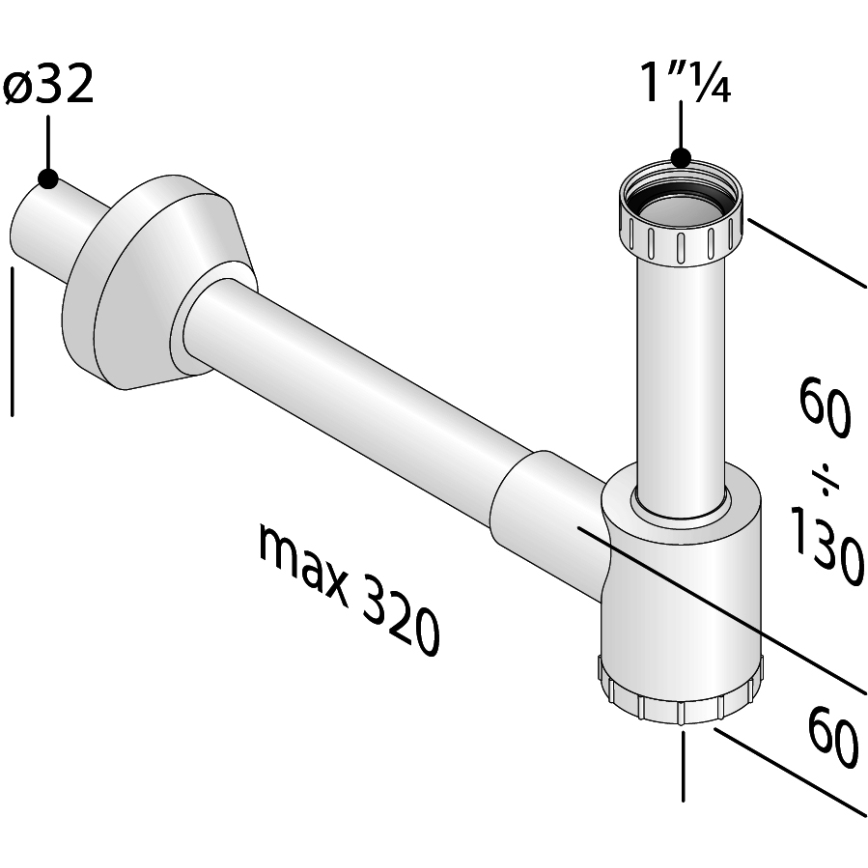 Bruckner - Waschbeckensiphon CRONO DN32 weiß