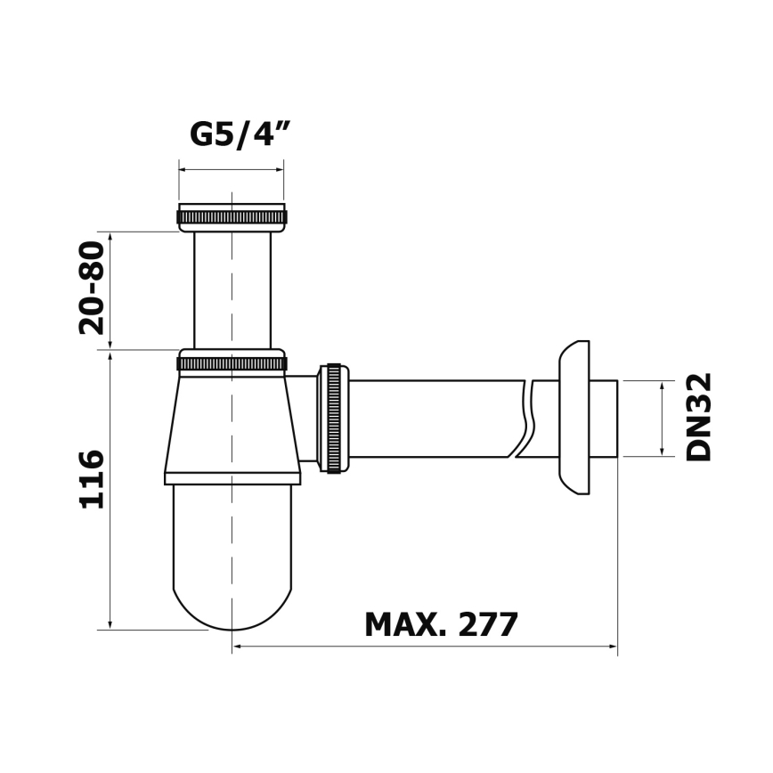 Bruckner - Waschbeckensiphon niedrig DN32 glänzendes Chrom