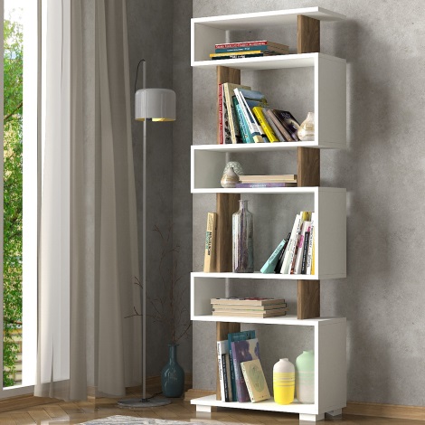 Bücherregal BLOK 165x60 cm weiß/braun