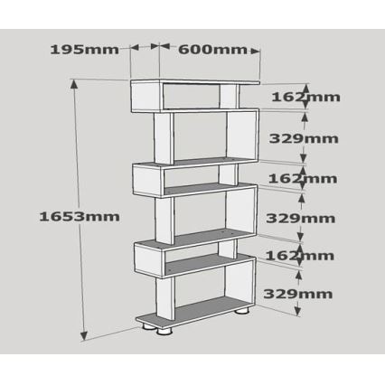 Bücherregal BLOK 165x60 cm weiß/braun