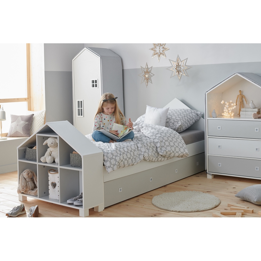 Bücherregal für Kinder MIRUM 80,7x93,4 cm weiß/grau