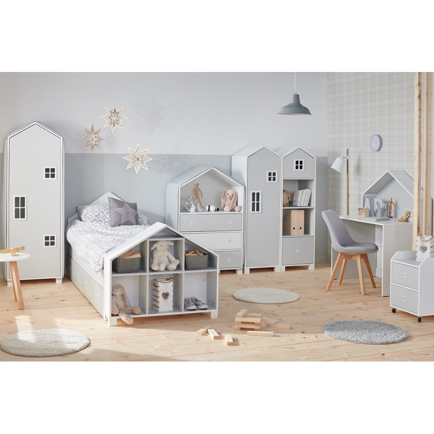 Bücherregal für Kinder MIRUM 80,7x93,4 cm weiß/grau