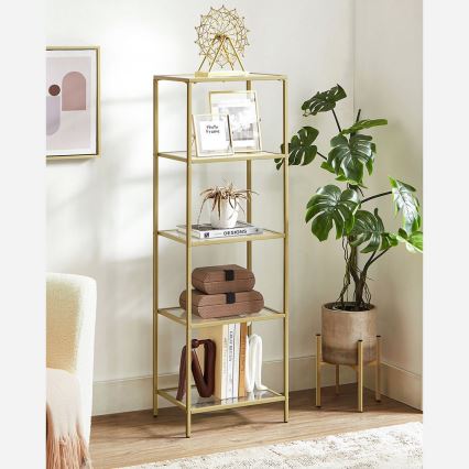 Bücherregal GLASY 40x125x30 cm gold