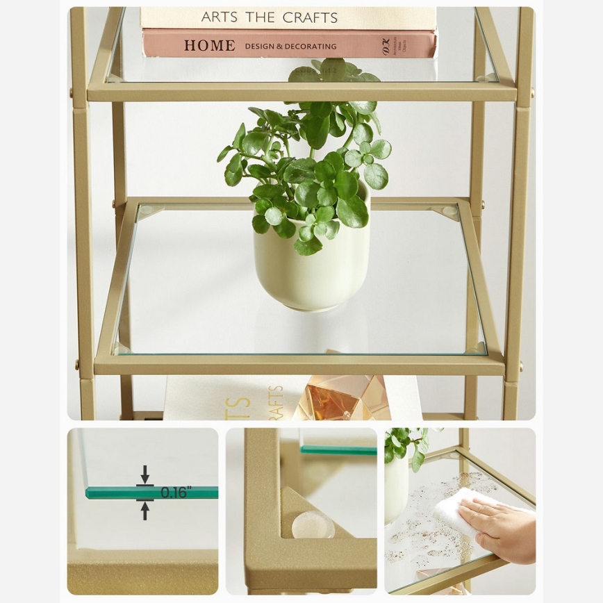 Bücherregal GLASY 40x125x30 cm gold