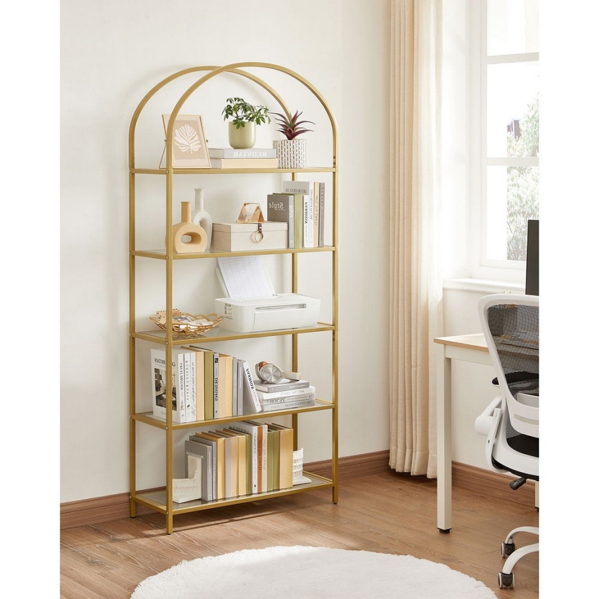 Bücherregal GLASY 83x184x30 cm, goldfarben