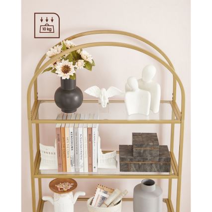 Bücherregal GLASY 83x184x30 cm, goldfarben