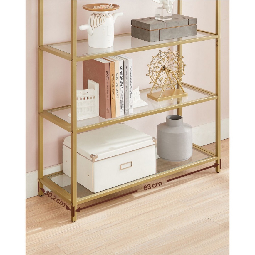 Bücherregal GLASY 83x184x30 cm, goldfarben