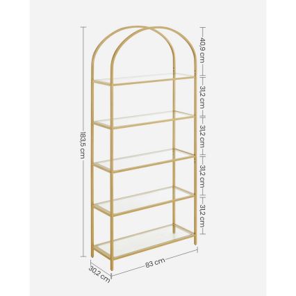 Bücherregal GLASY, goldfarben