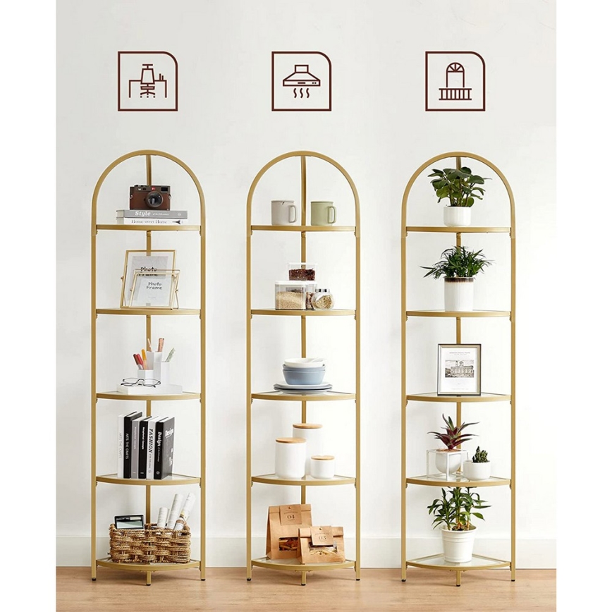 Bücherregal GLASY, goldfarben