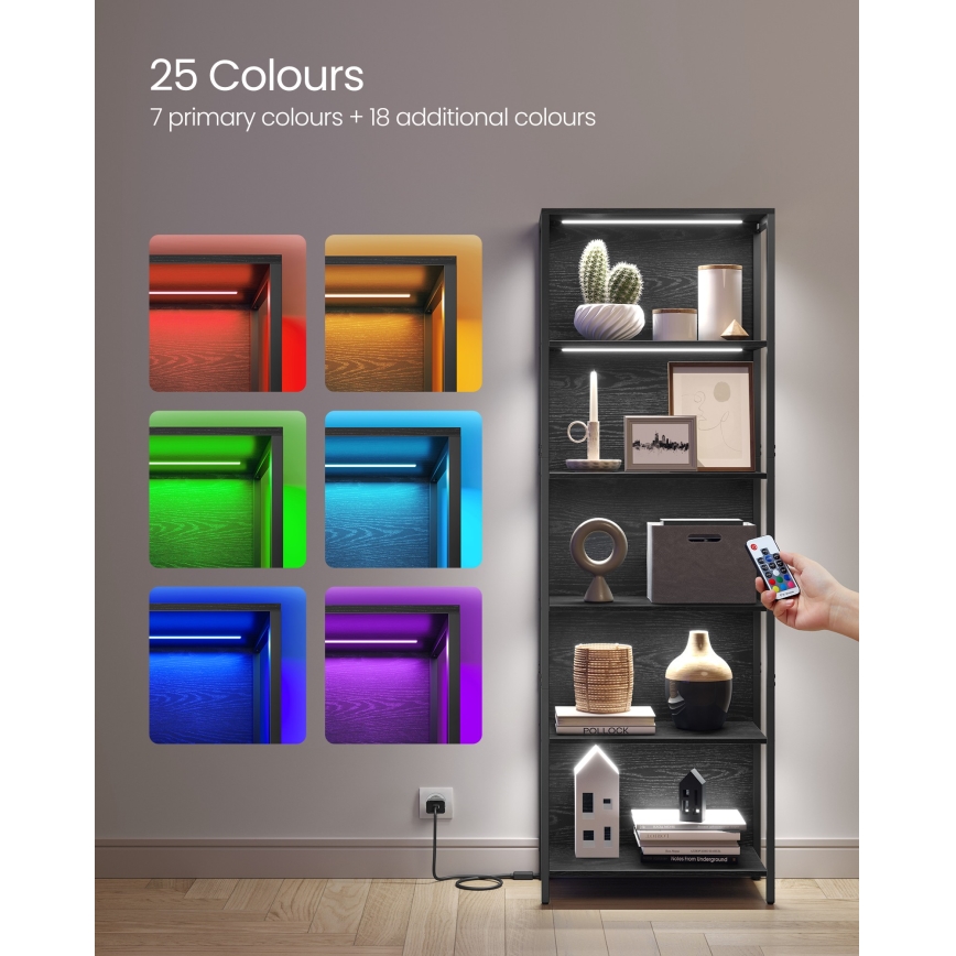 Bücherregal mit integrierter Beleuchtung NAVARO 60x179x30 cm schwarz