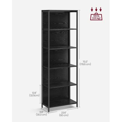 Bücherregal mit integrierter Beleuchtung NAVARO 60x179x30 cm schwarz