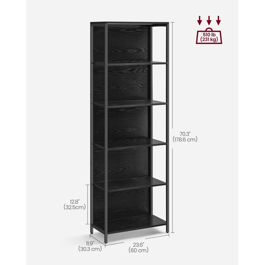 Bücherregal mit integrierter Beleuchtung NAVARO 60x179x30 cm schwarz