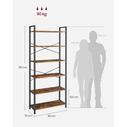 Bücherregal NAVARO, Braun/Schwarz