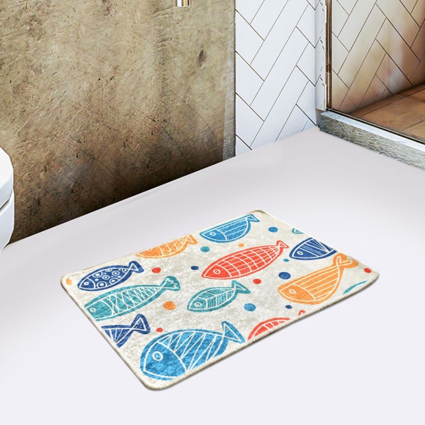 Bunte Badezimmermatte FISH 40x60 cm